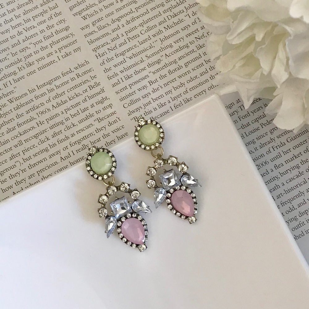 🔴 3/30$ Feminine Pink Crystal Rhinestone Earrings